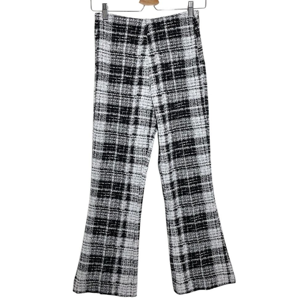 ONA by Yoon Chung Black White Plaid Kick Flare Pull On Pants Small